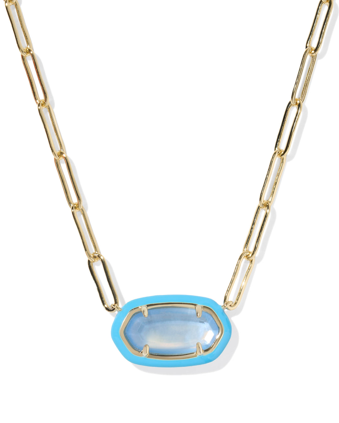 KENDRA SCOTT: PERIWINKLE ELISA ENAMEL FRAME PAPERCLIP NECKLACE