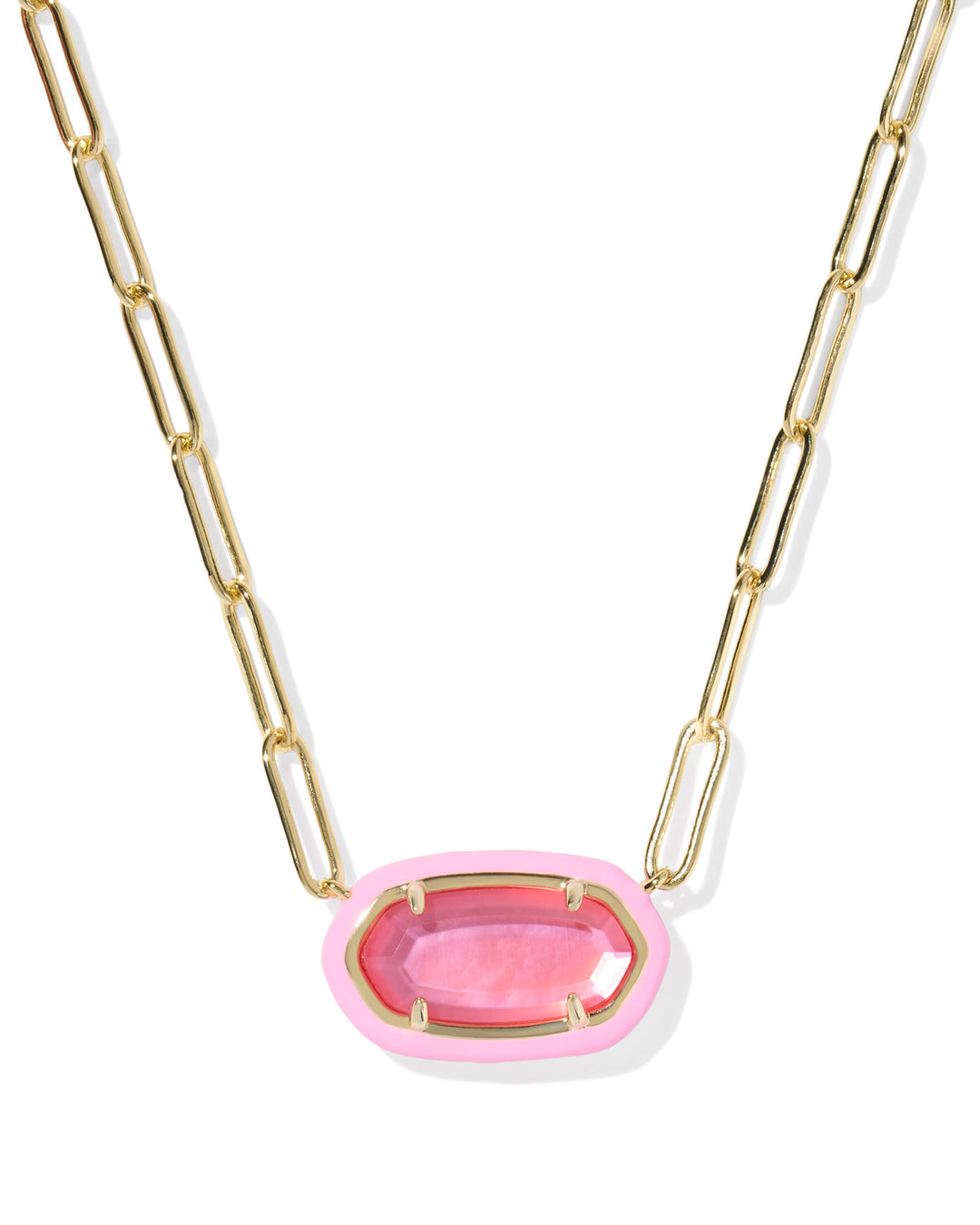 KENDRA SCOTT: PINK ELISA ENAMEL FRAME PAPERCLIP NECKLACE