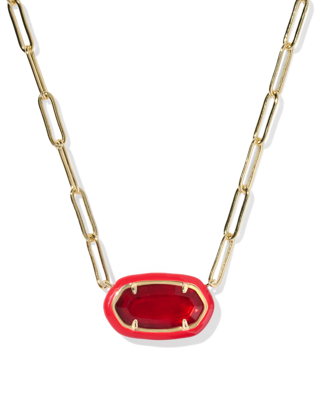 KENDRA SCOTT: RED ELISA ENAMEL FRAME PAPERCLIP NECKLACE