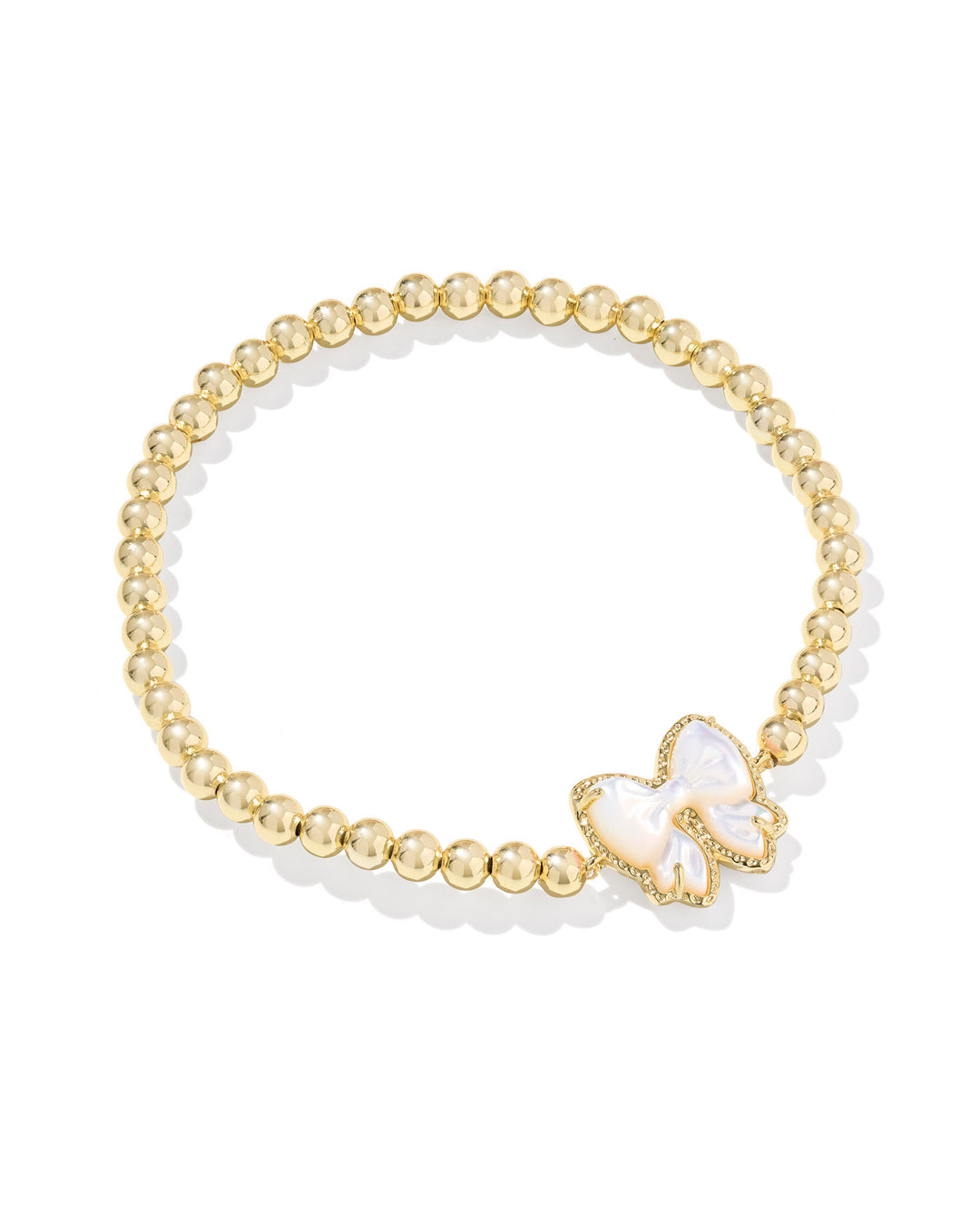 KENDRA SCOTT: IVORY MOP HALEY BOW STRETCH BRACELET