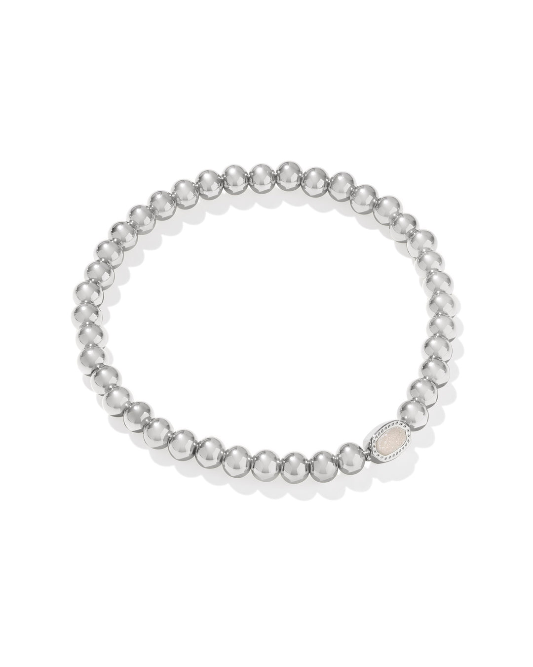 KENDRA SCOTT: RHODIUM/ IRIDESCENT DRUSY MINI ELAINA STRETCH BRACELET