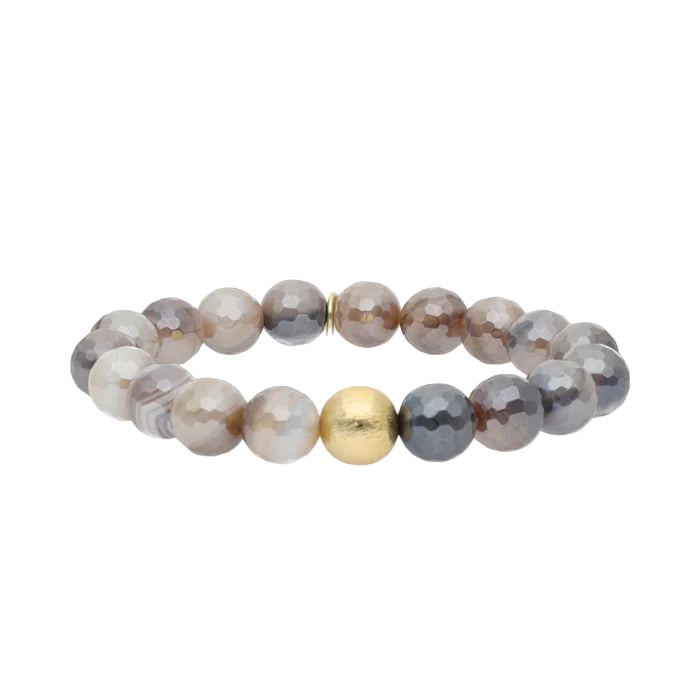 TAUPE/BROWN MELANGE BEADED BRACELET