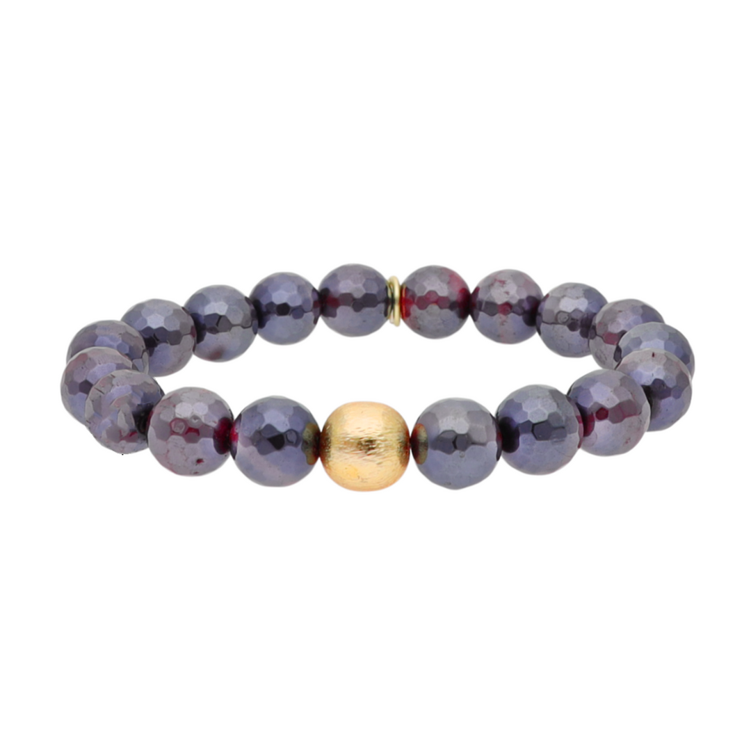 RED TIGER'S EYE MELANGE BEADED BRACELET