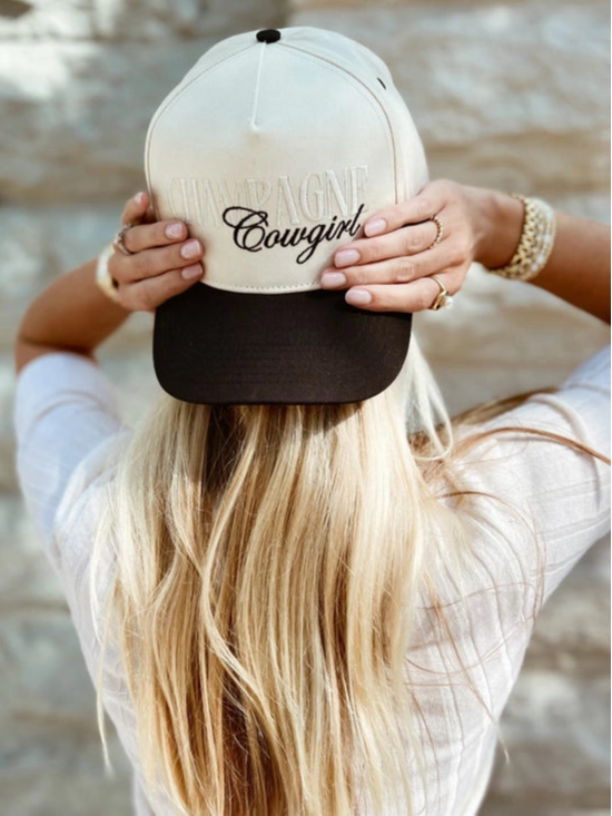 CHAMPAGNE COWGIRL TRUCKER HAT