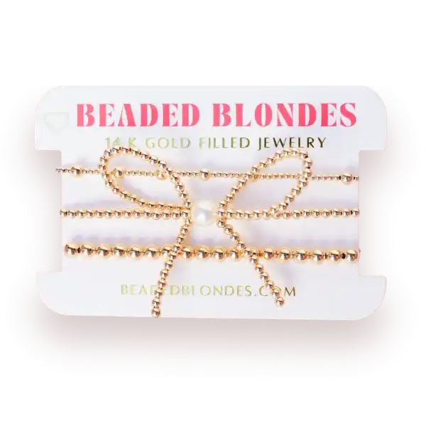 GOLD BOW + JUNE+ 5MM BRACELET STACK