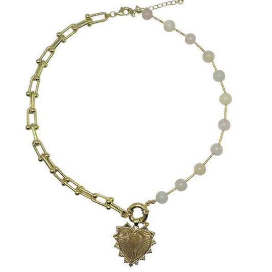 INTRICATE HEART CHARM NECKLACE IVORY