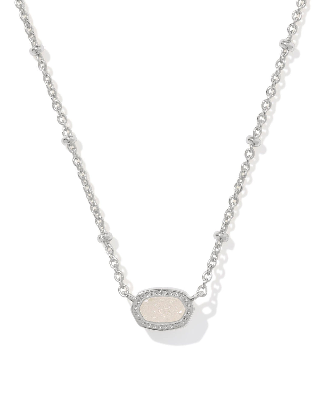 Kendra Scott: Rhodium Iridescent Drusy Mini Elisa Pendant Necklace