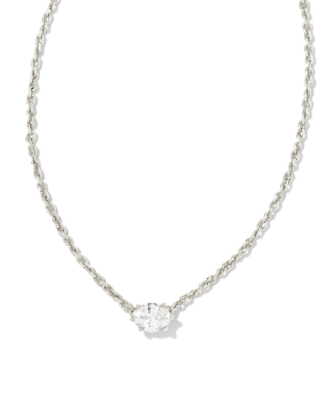 KENDRA SCOTT: Cailin Pendant Necklace Rhodium/White CZ
