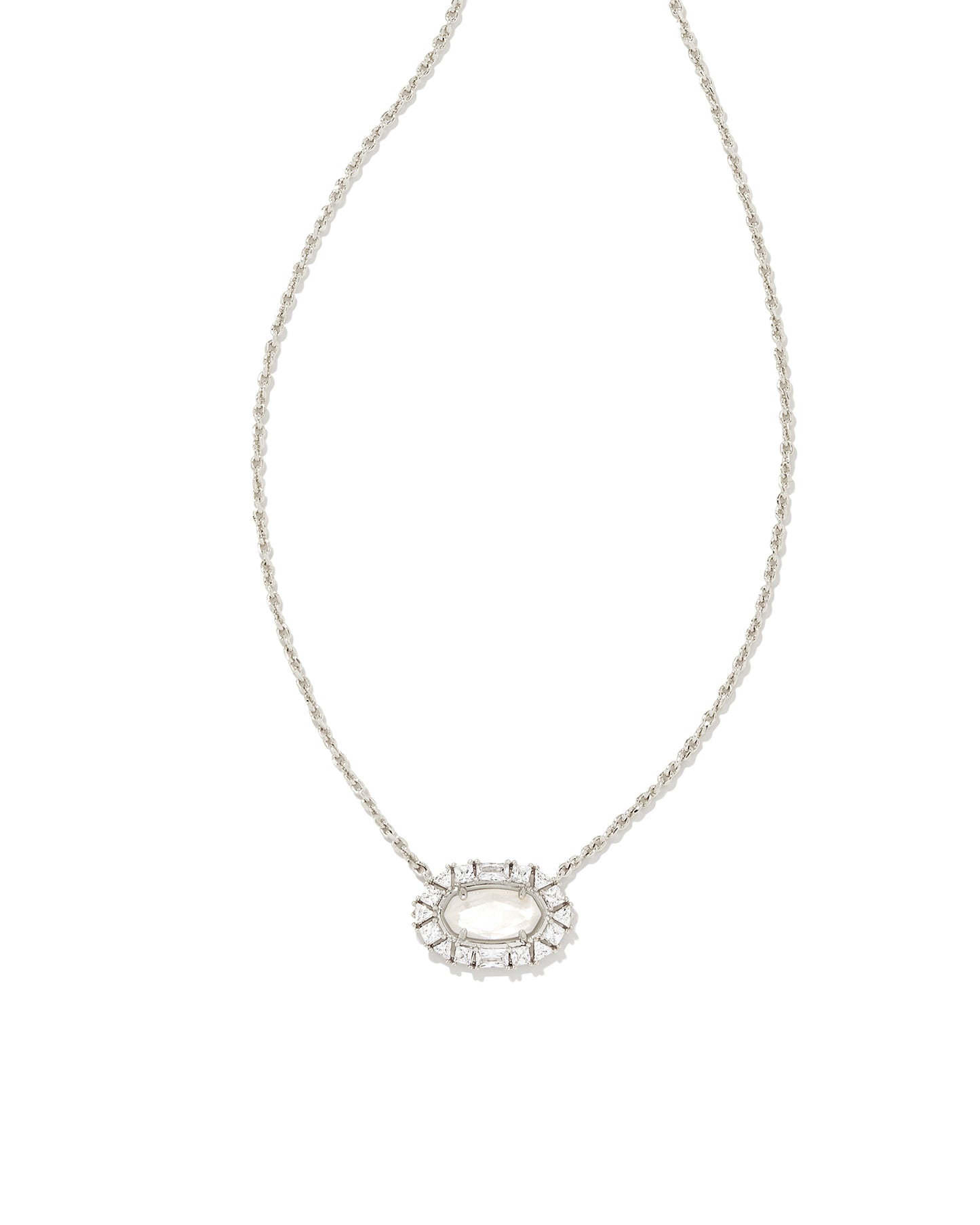 KENDRA SCOTT: ELISA CRYSTAL FRAME PENDANT RHODIUM