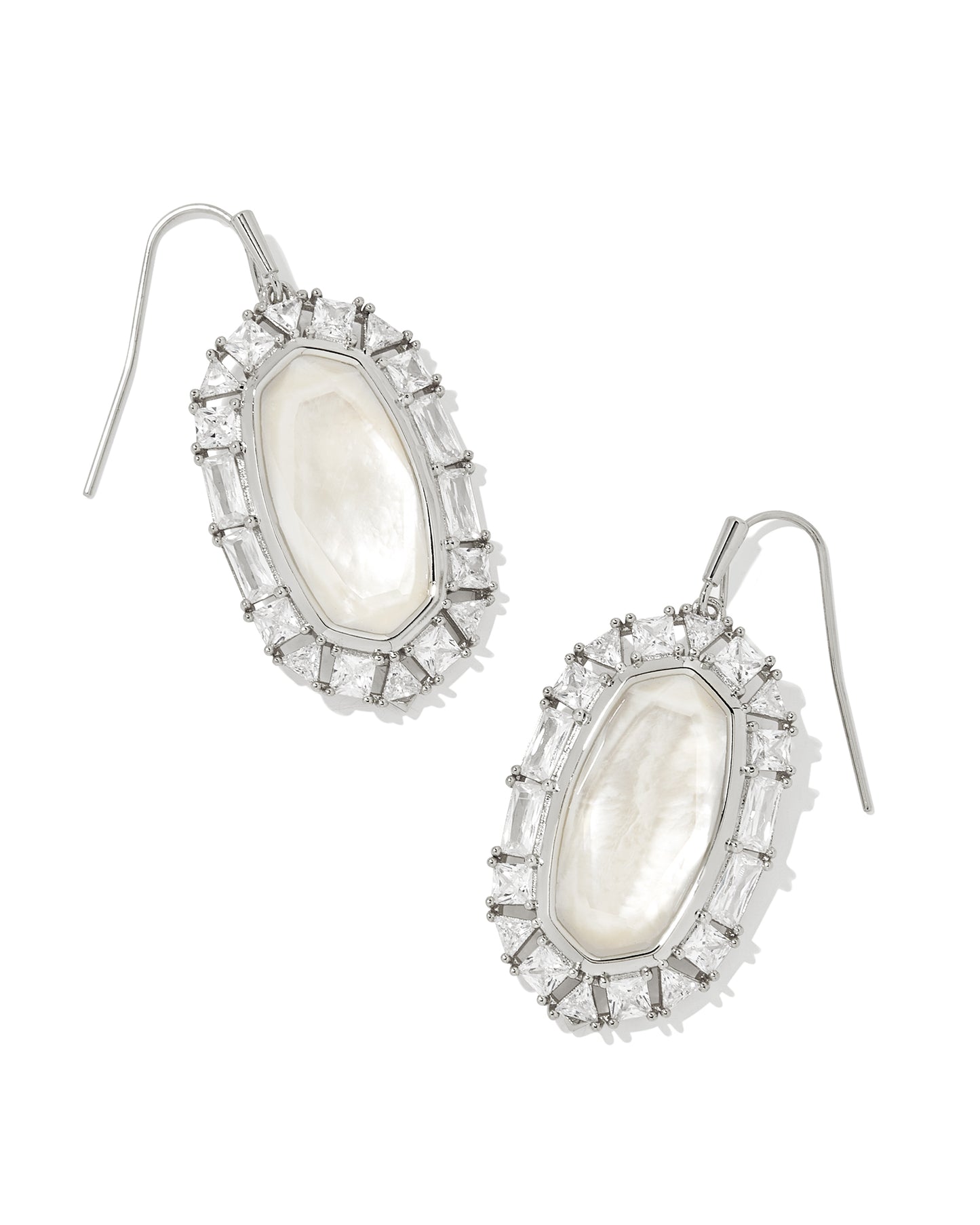 KENDRA SCOTT: ELLE CRYSTAL FRAME DROP RHODIUM