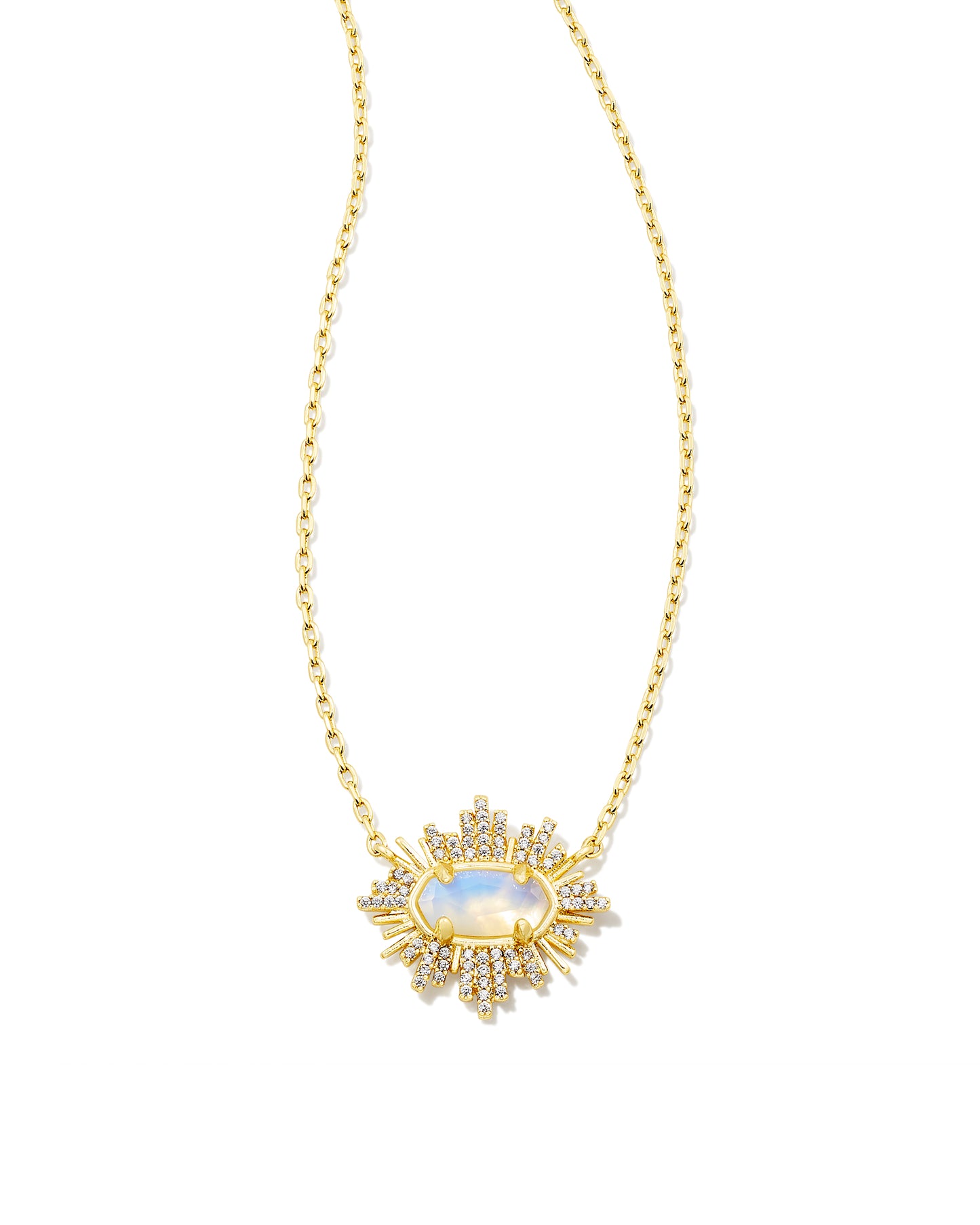 KENDRA SCOTT: GRAYSON SUNBURST PENDANT GOLD/IRIDESCENT OPALITE