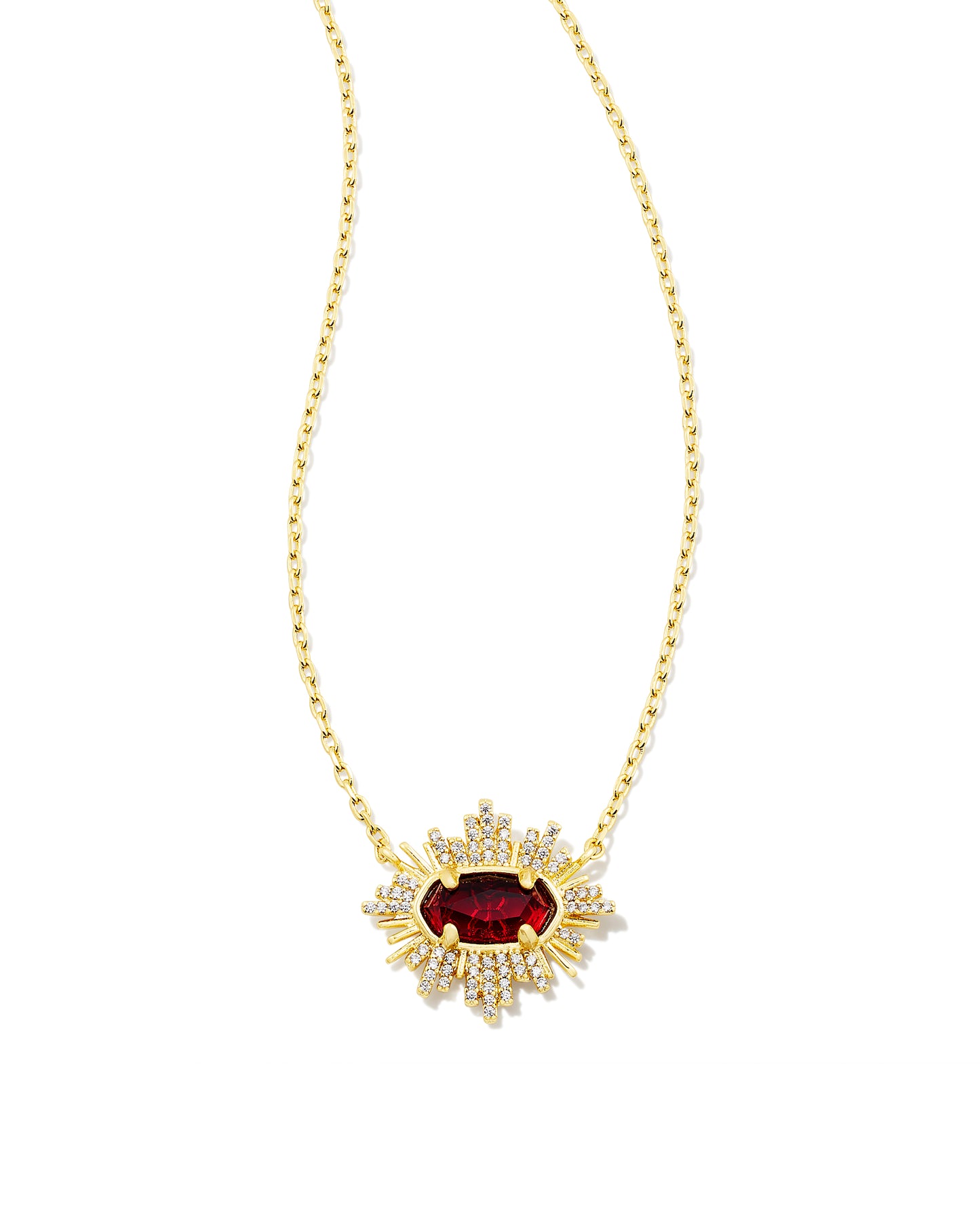 KENDRA SCOTT: GRAYSON SUNBURST PENDANT GOLD/RED GLASS