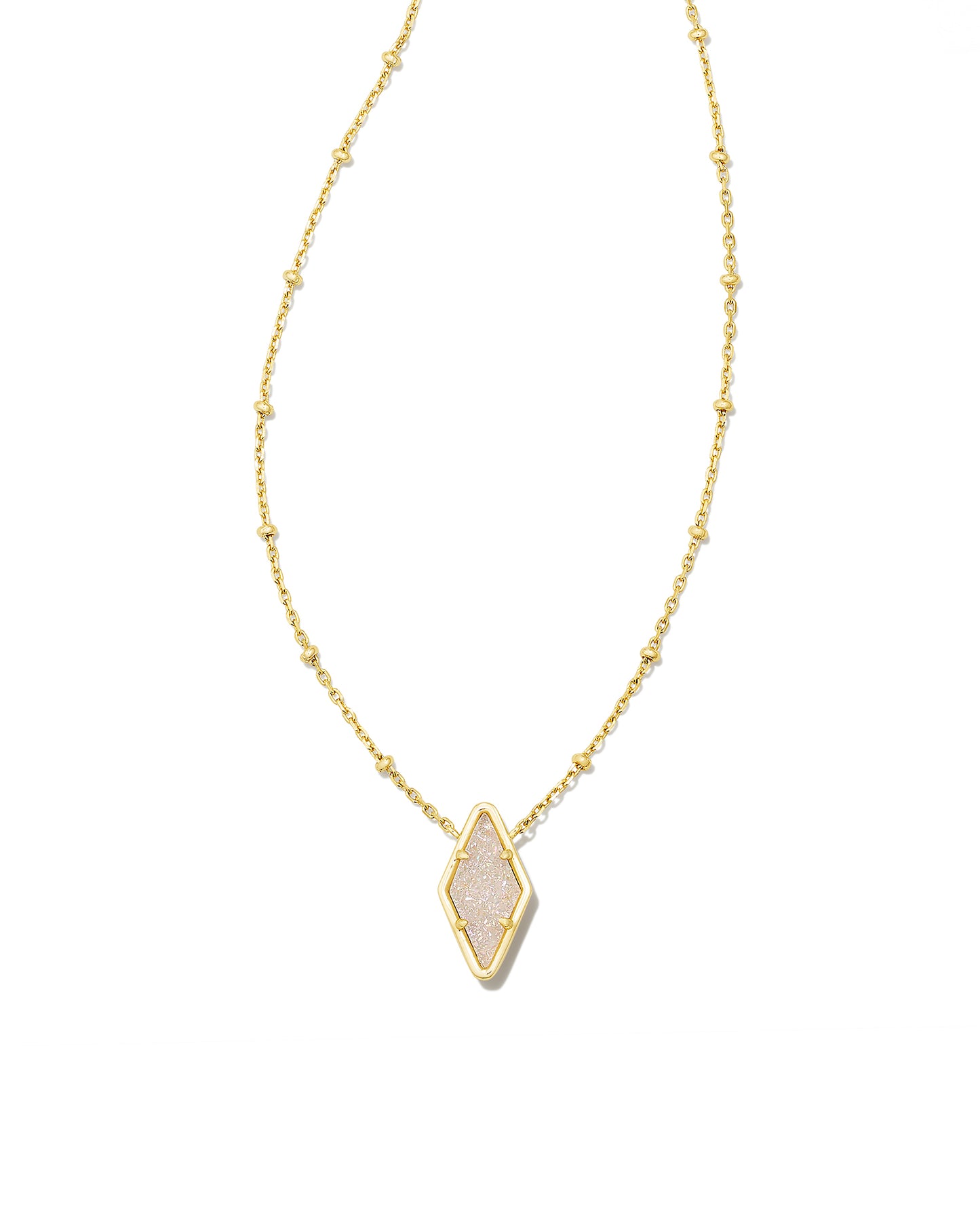 KENDRA SCOTT: KINSLEY PENDANT GOLD/IRIDESCENT DRUSY