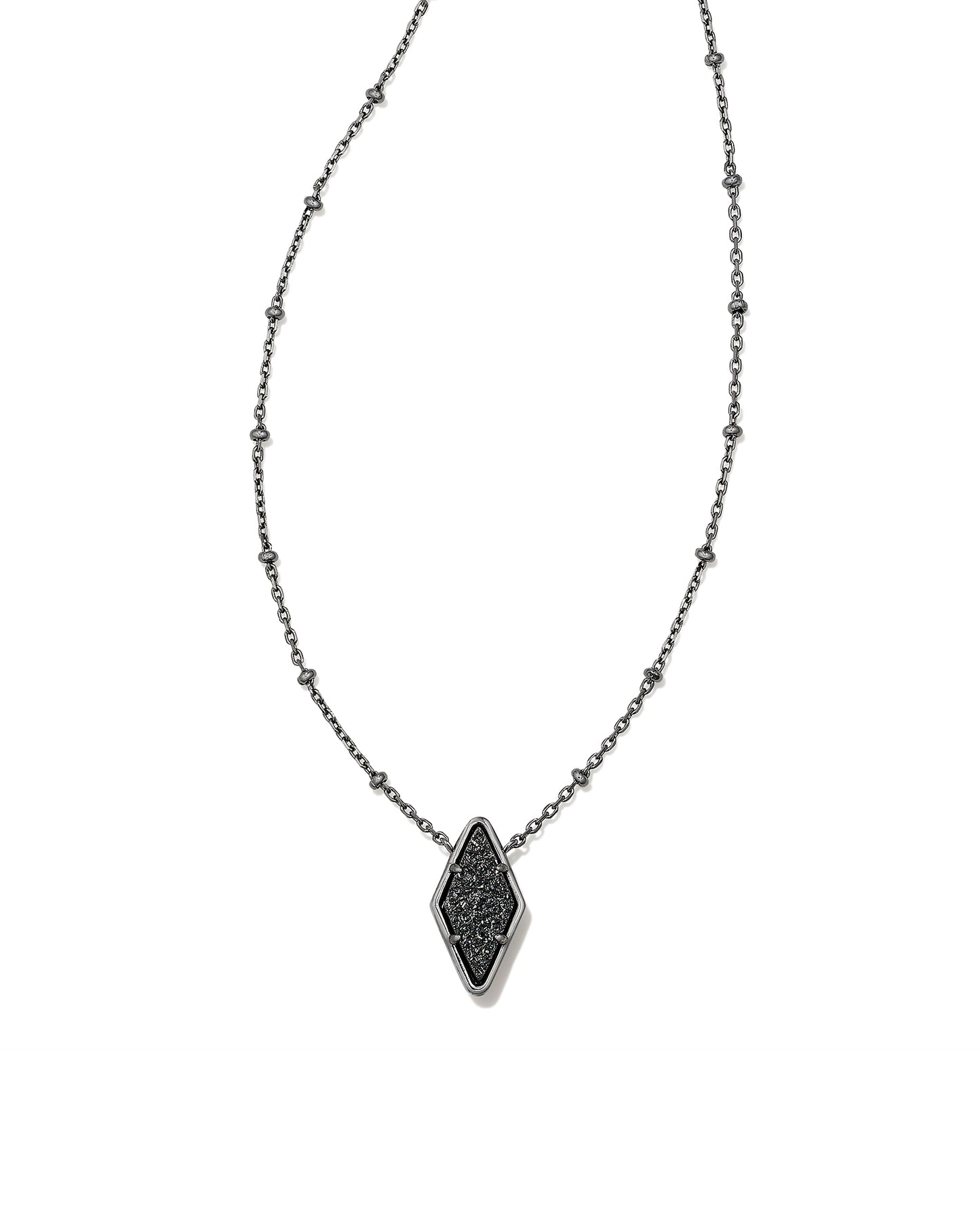 KENDRA SCOTT: KINSLEY PENDANT GUNMETAL/BLACK DRUSY