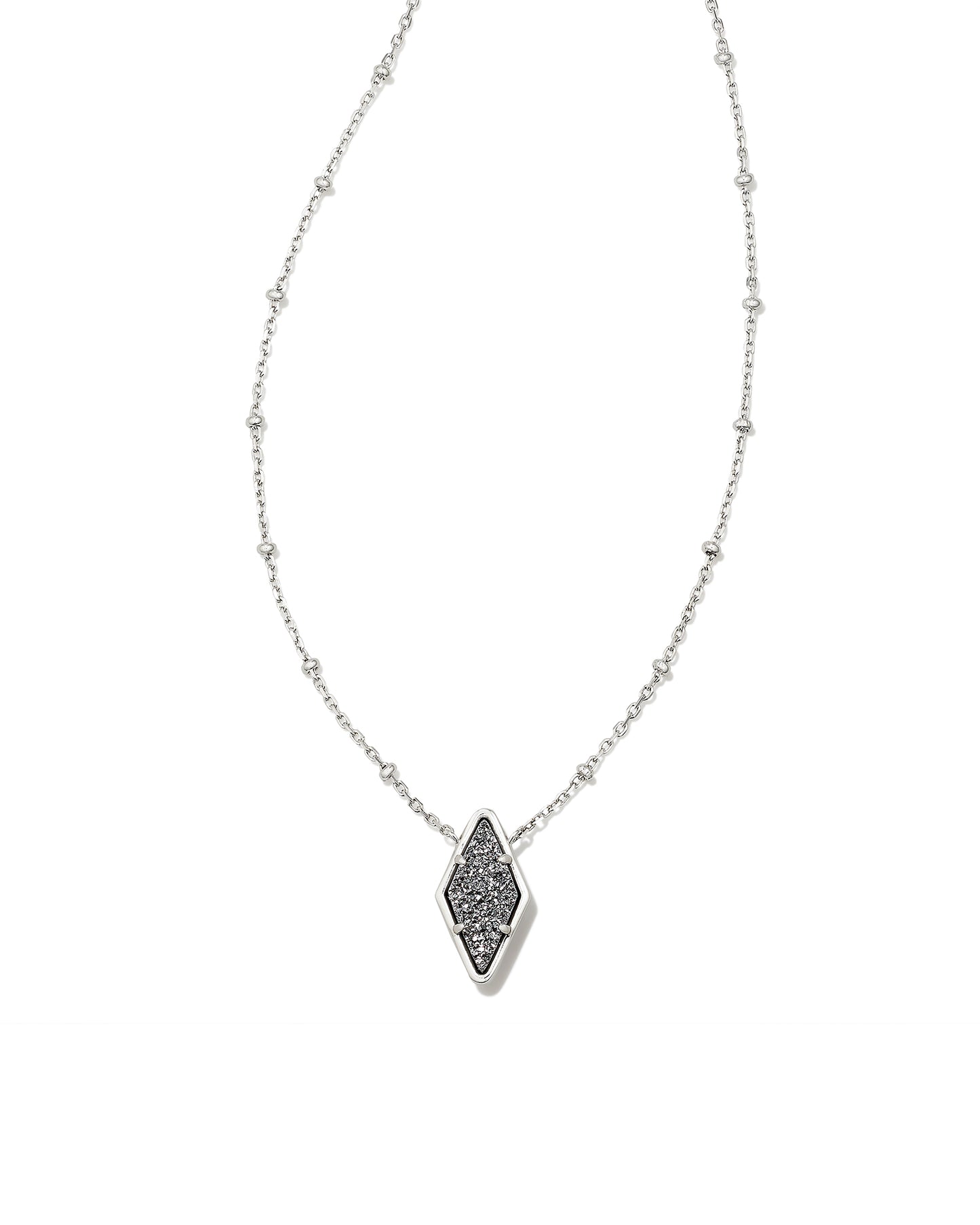 KENDRA SCOTT: KINSLEY PENDANT RHODIUM/PLATINUM DRUSY