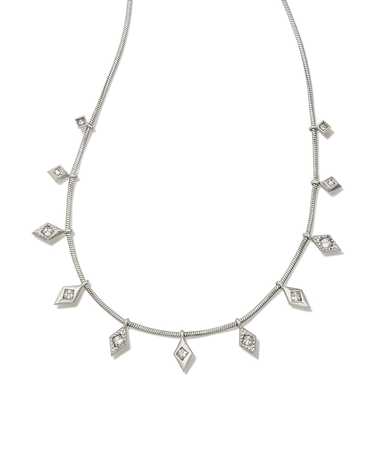 KENDRA SCOTT: KINSLEY STRAND NECKLACE RHODIUM