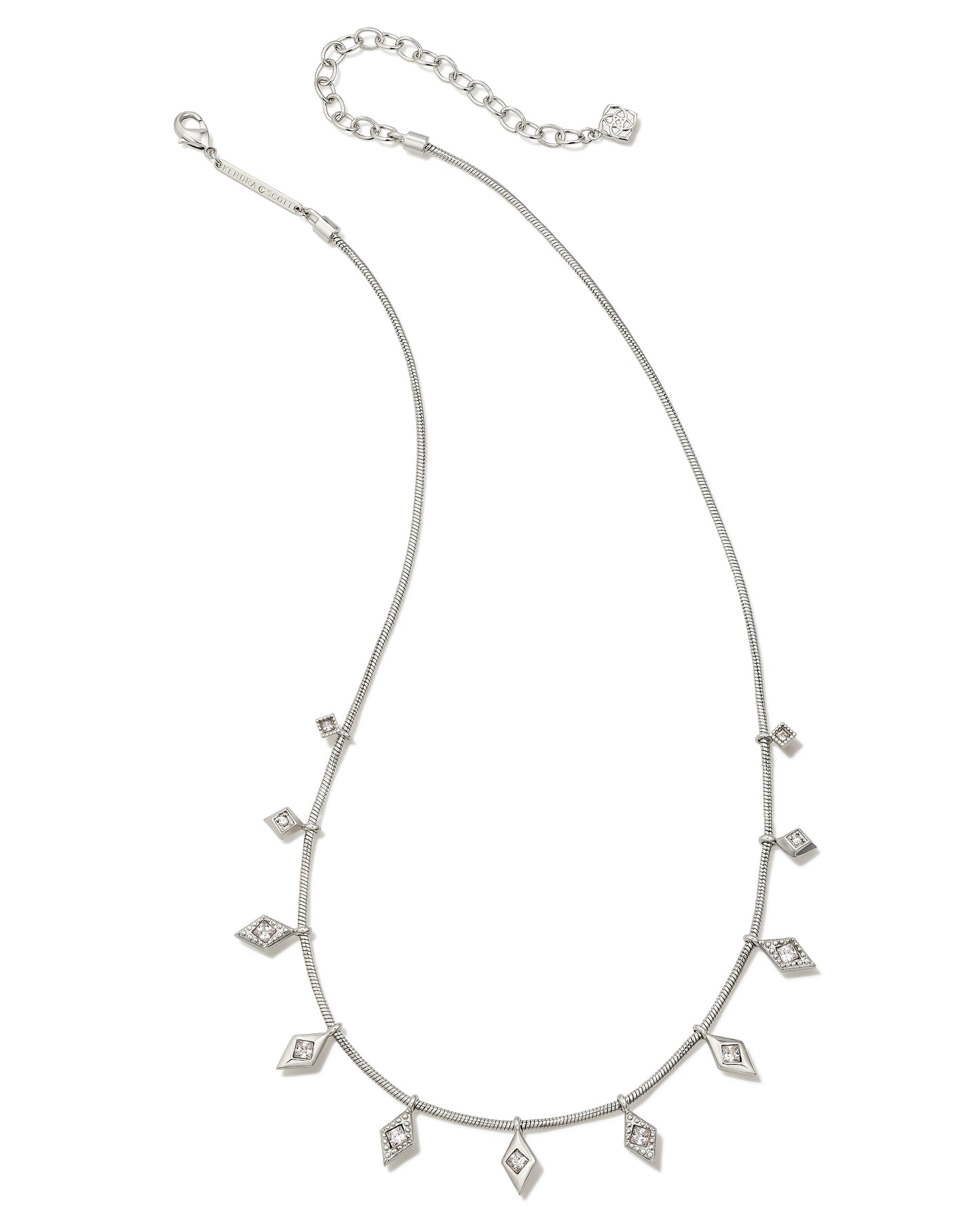 KENDRA SCOTT: KINSLEY STRAND NECKLACE RHODIUM
