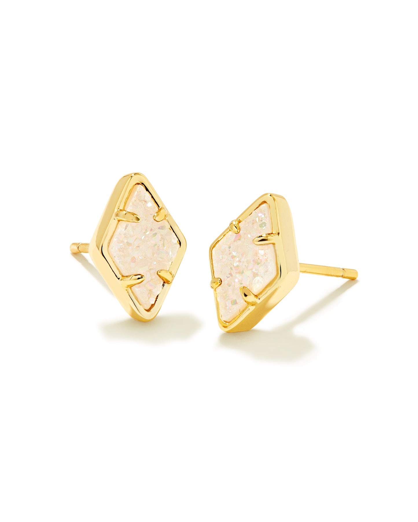 KENDRA SCOTT: KINSLEY STUD GOLD/IRIDESCENT DRUSY