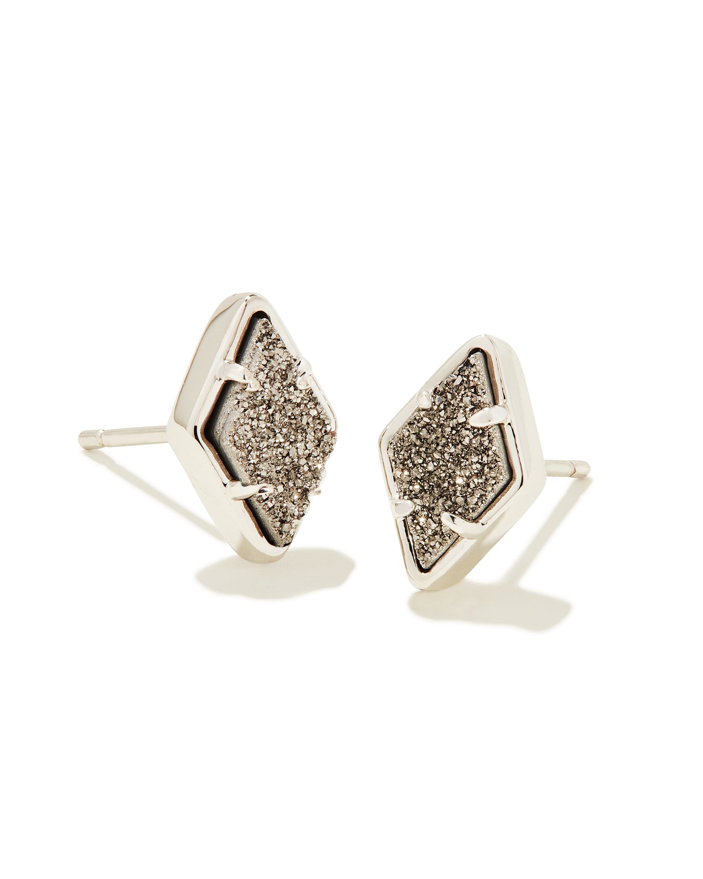 KENDRA SCOTT: KINSLEY STUD RHODIUM/PLATINUM DRUSY
