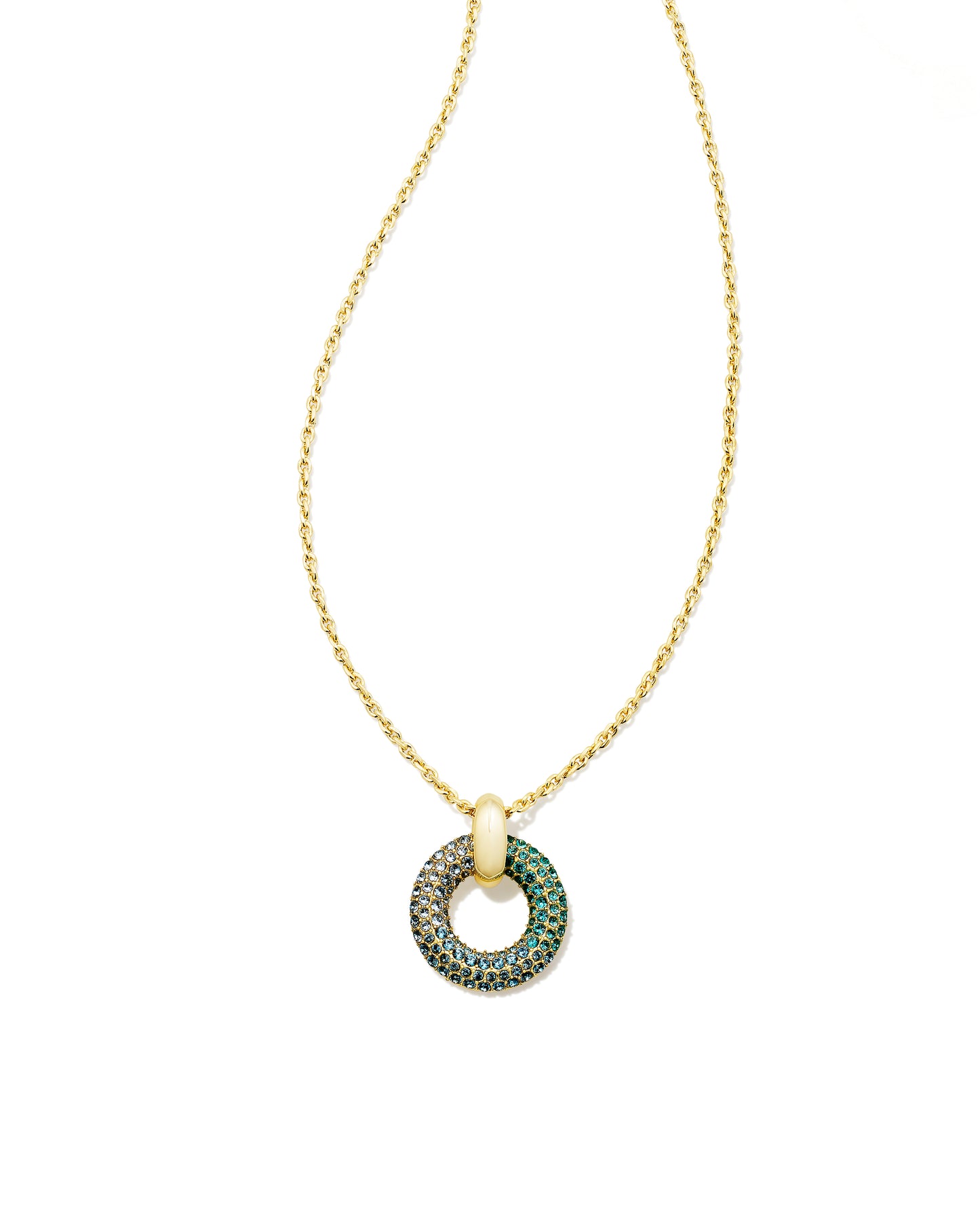 KENDRA SCOTT: MIKKI PAVE PENDANT GOLD/ GREEN BLUE OMBRE