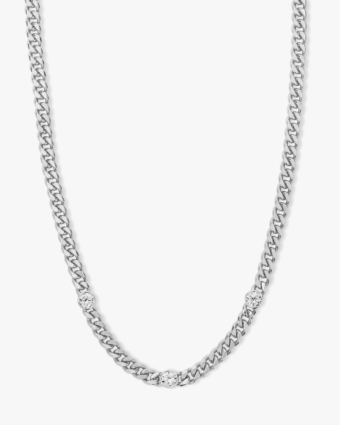 MELINDA MARIA: JULIAN TRIPLE DIAMOND NECKLACE-SILVER