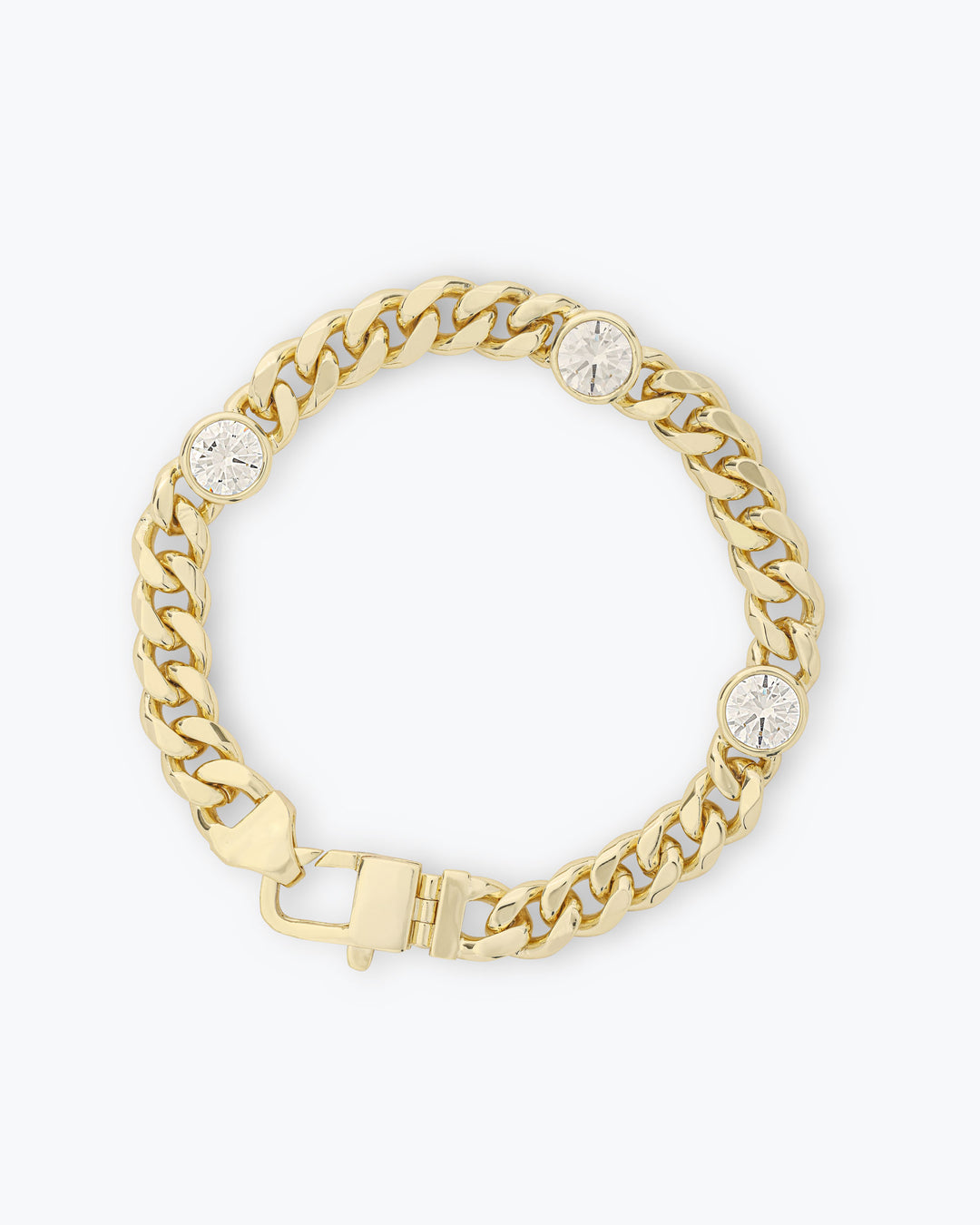 MELINDA MARIA: JULIAN TRIPLE DIAMOND CUBAN CHAIN BRACELET-GOLD