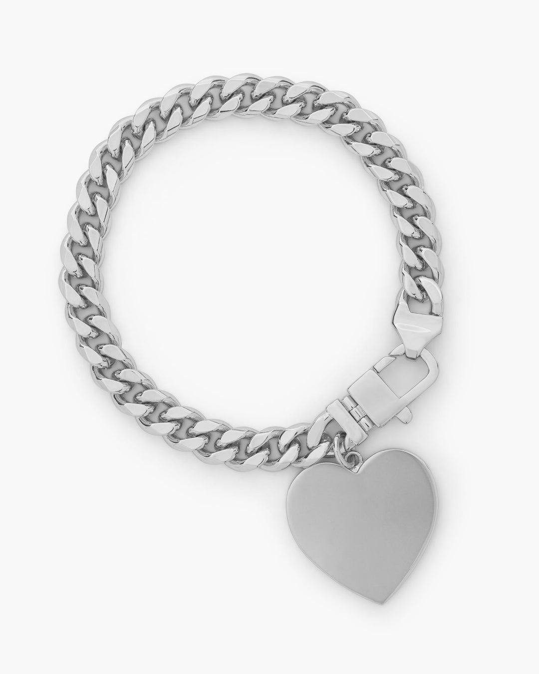 MELINDA MARIA: JULIAN XL HEART CUBAN CHAIN BRACELET-SILVER