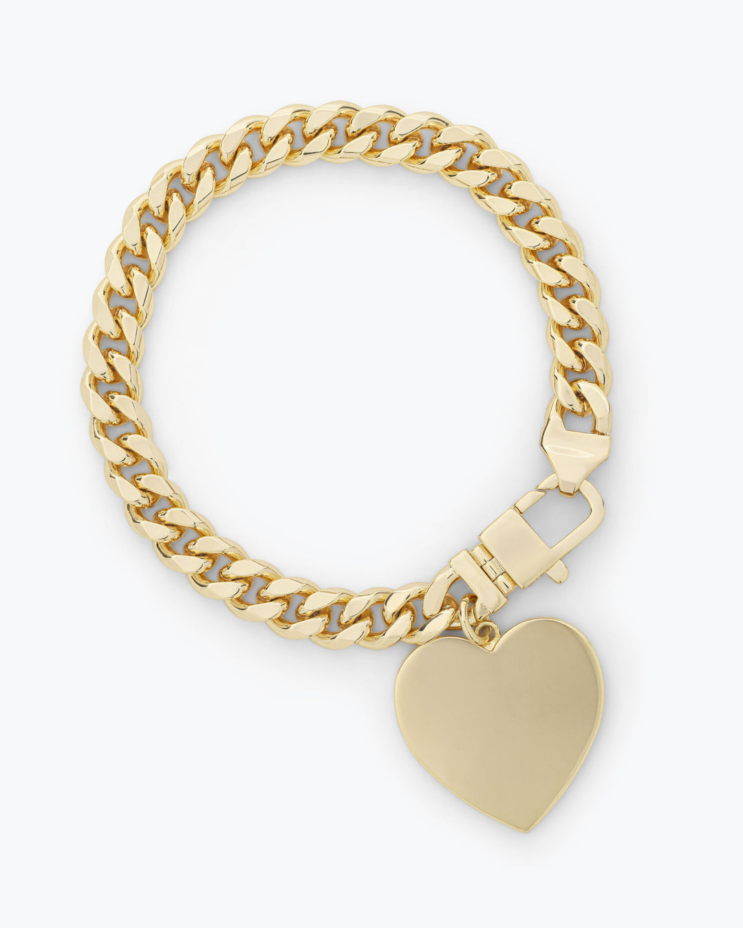 MELINDA MARIA: JULIAN XL HEART CUBAN CHAIN BRACELET-GOLD