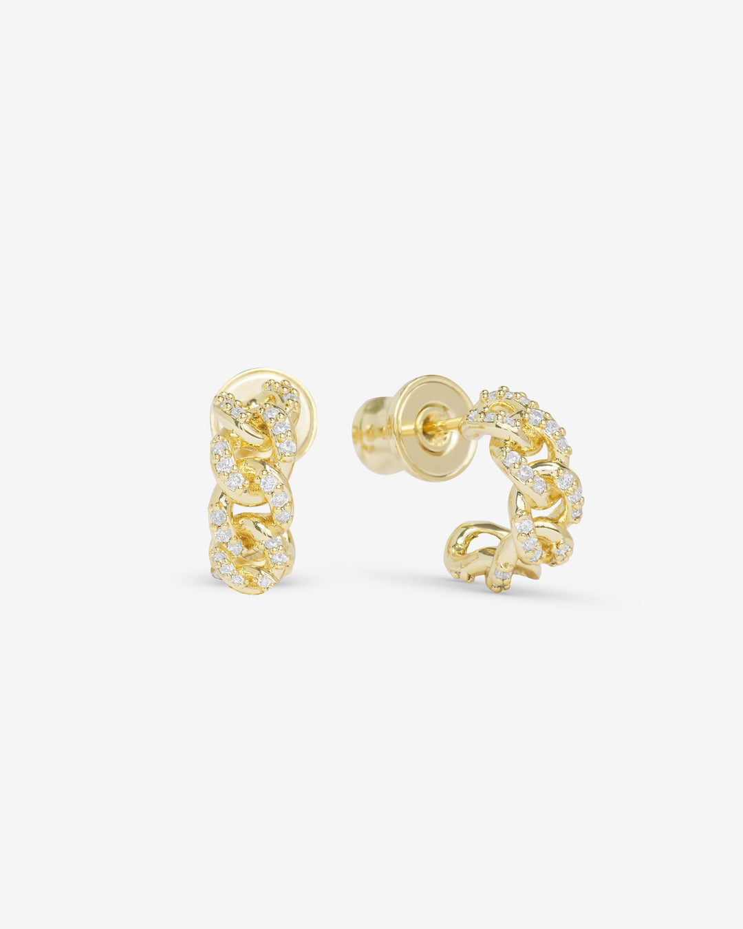 MELINDA MARIA: PAVE JULIAN CUBAN CHAIN HUGGIE-GOLD