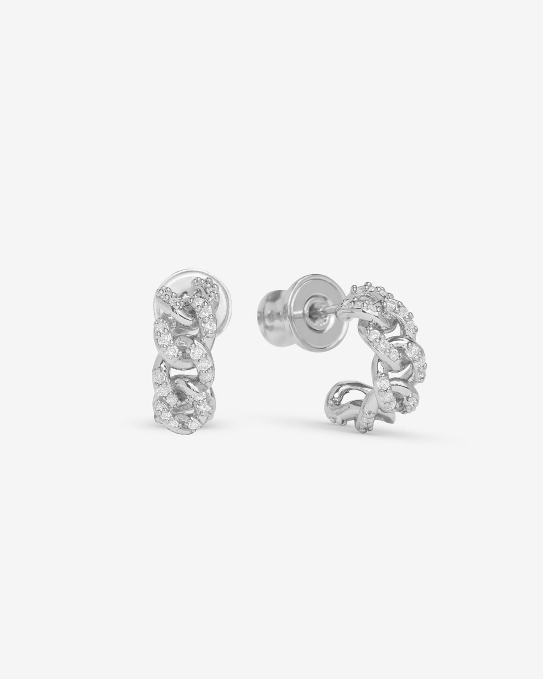 MELINDA MARIA: PAVE JULIAN CUBAN CHAIN HUGGIE-SILVER