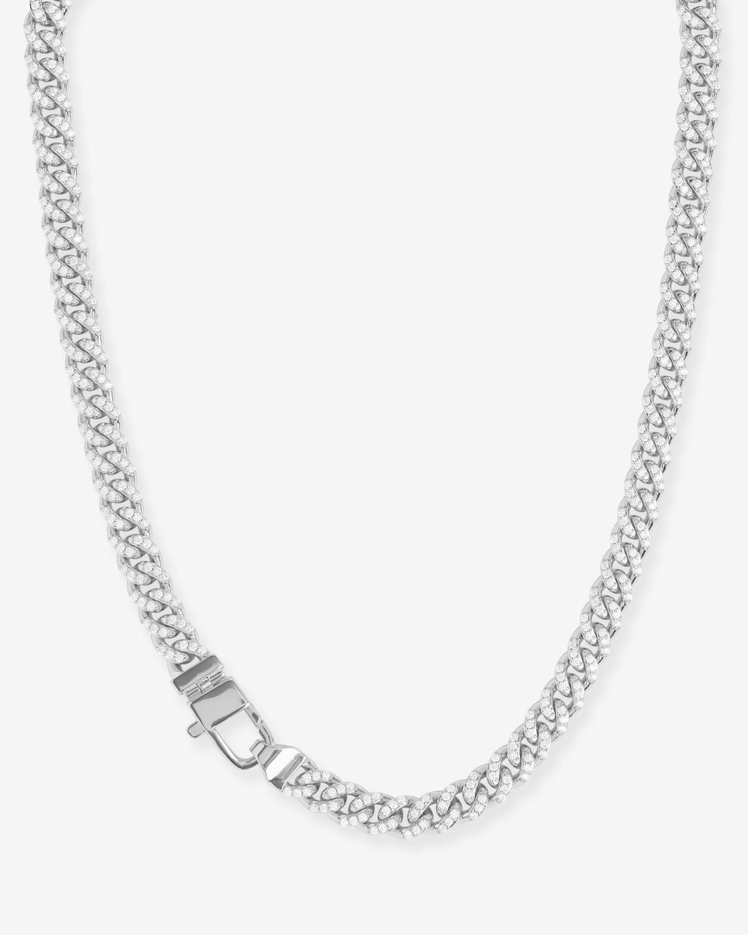 MELINDA MARIA: PAVE JULIAN CUBAN CHAIN NECKLACE-SILVER