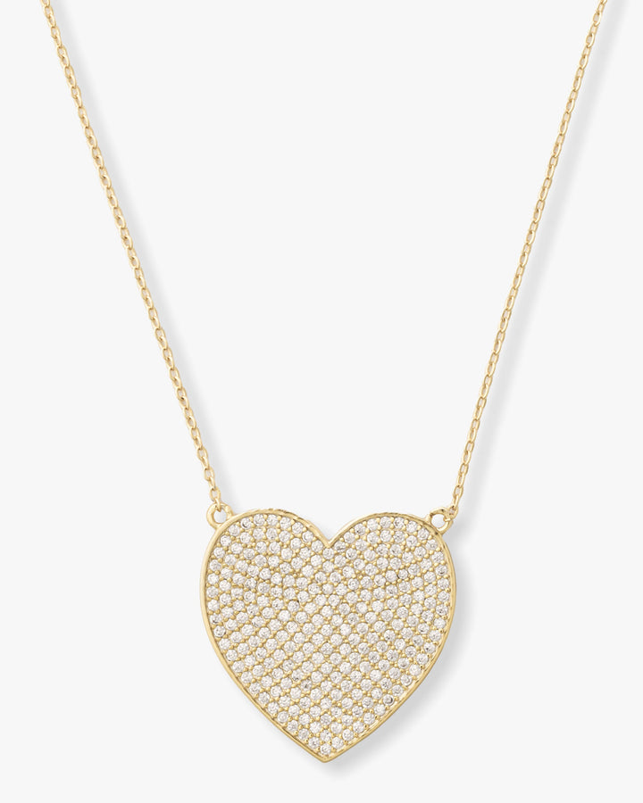 MELINDA MARIA: XL YOU HAVE MY HEART PAVE NECKLACE