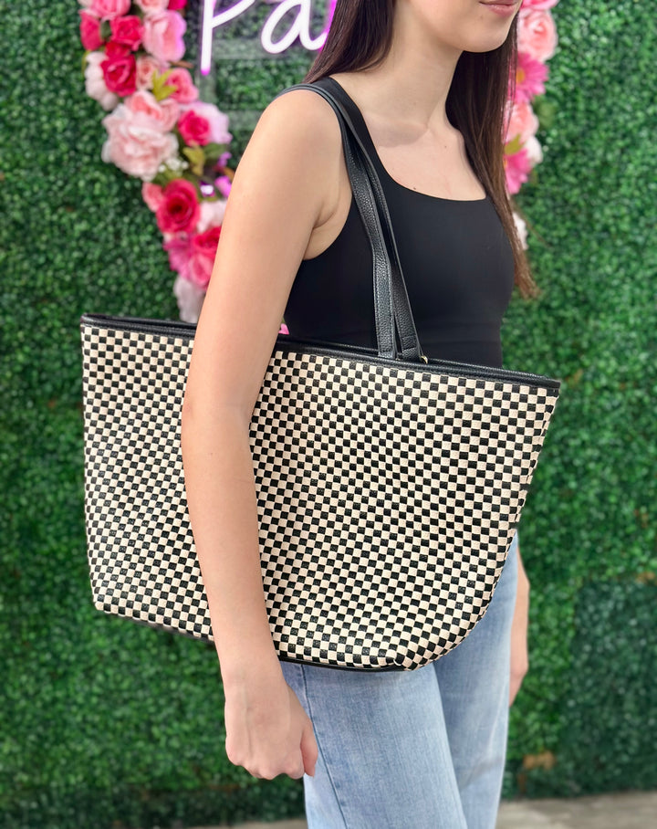 Checkered Black Tiffany Organizer Tote