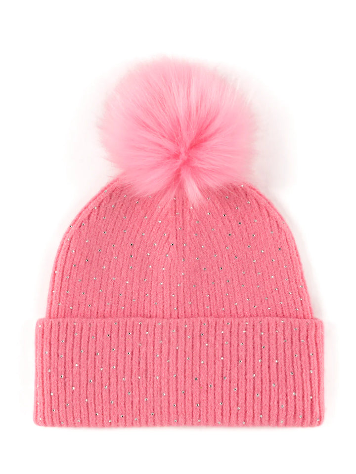 NATALIA BEDAZZLED BEANIE- PINK