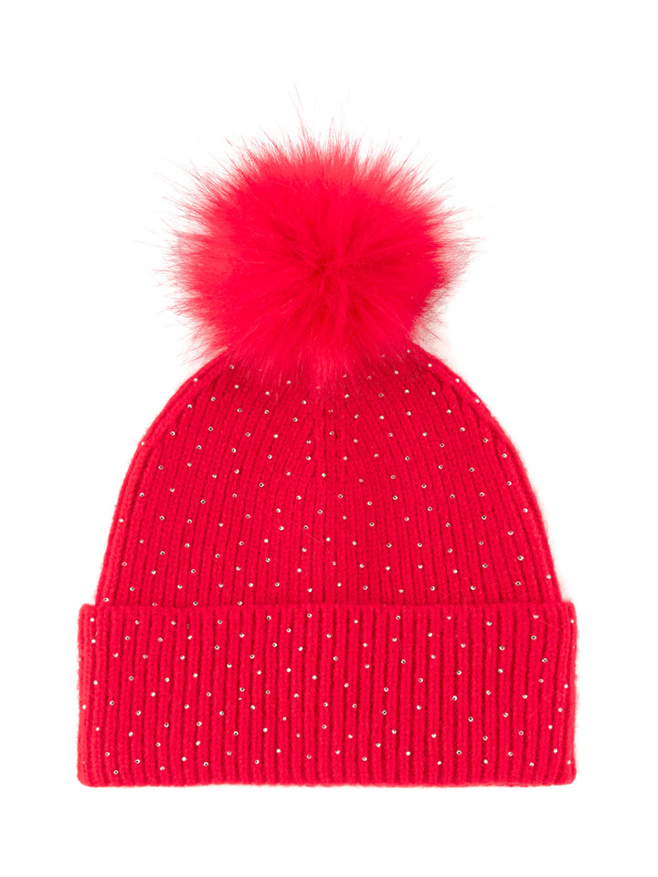 NATALIA BEDAZZLED BEANIE- RED