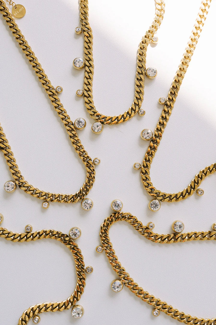 BELJOY: CHLOE CRYSTAL CUBAN CHAIN NECKLACE