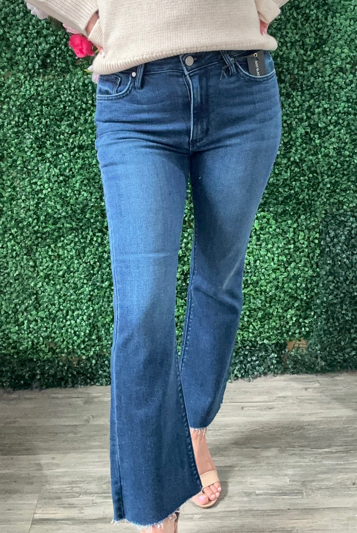 Dark Denim Crop Flare Jean