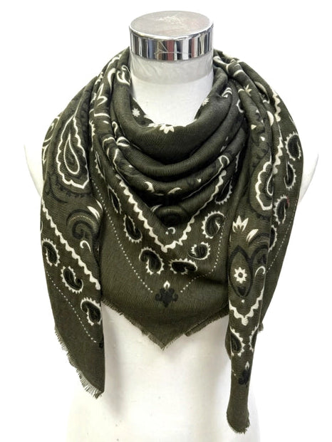 DARK OLIVE BANDANA SCARF