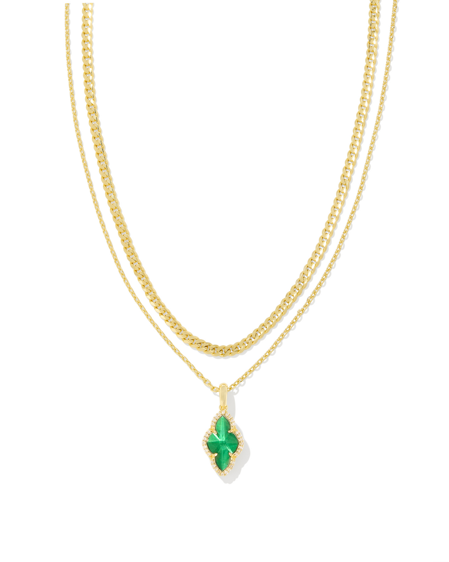 Kendra Scott: Green Illusion Abbie Pave Frame Multistrand Necklace