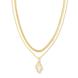 Kendra Scott: Gold Ivory Abbie Pave Frame Multistrand Necklace