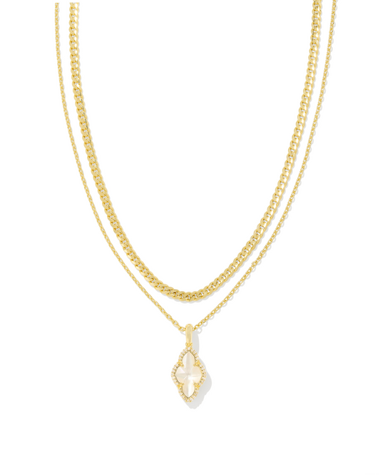 Kendra Scott: Gold Ivory Abbie Pave Frame Multistrand Necklace