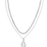 Kendra Scott: Rhodium Ivory Abbie Pave Frame Multistrand Necklace