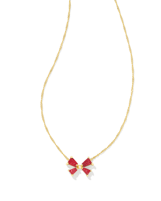 Kendra Scott: Bright Red Drusy Blair Bow Pendant Necklace