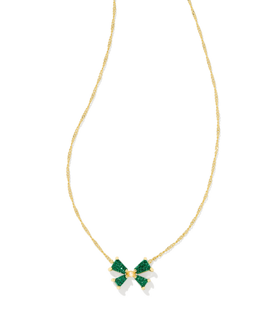 Kendra Scott: Emerald Drusy Blair Bow Pendant Necklace