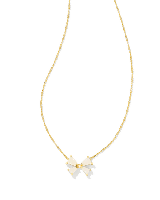 Kendra Scott: Gold Iridescent Drusy Blair Bow Pendant Necklace