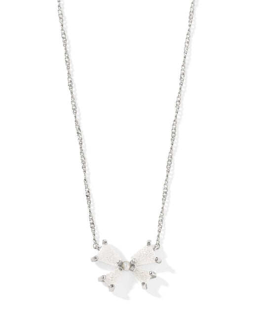 Kendra Scott: Rhodium Iridescent Drusy Blair Bow Pendant Necklace