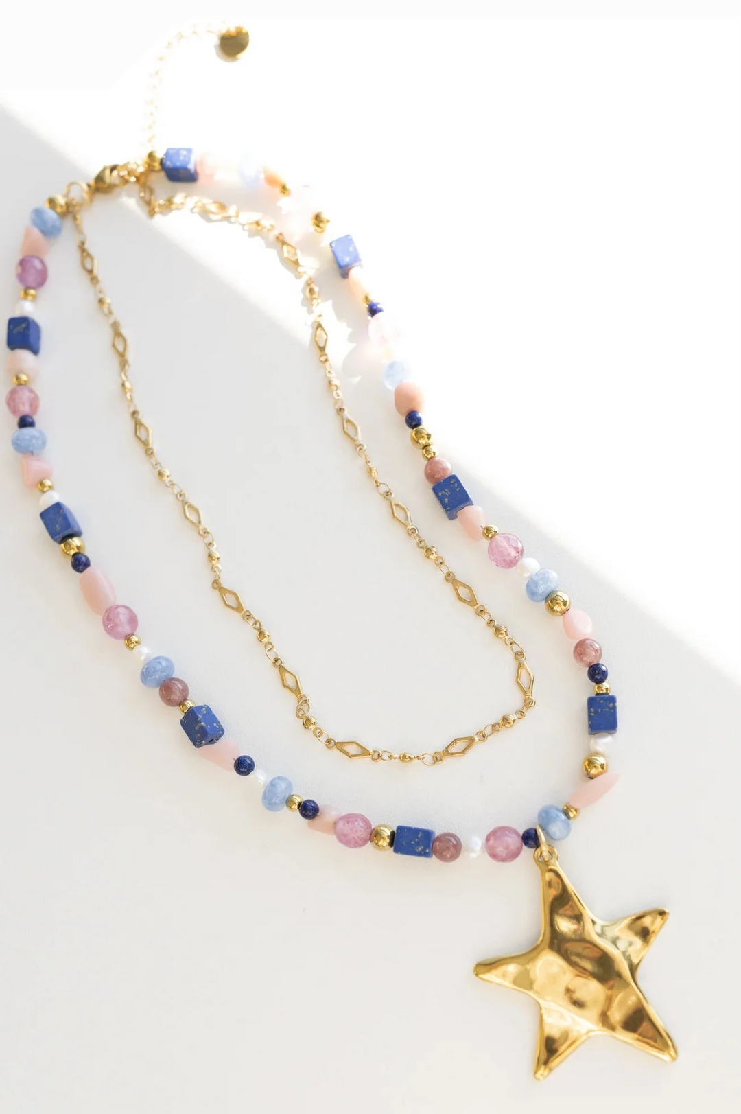 BELJOY: ZIGGY STAR LAYERED NECKLACE: BLUE