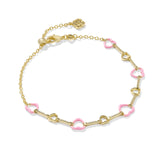 Kendra Scott: Pink Pearlescent Enamel Haisley Heart Delicate Chain Bracelet