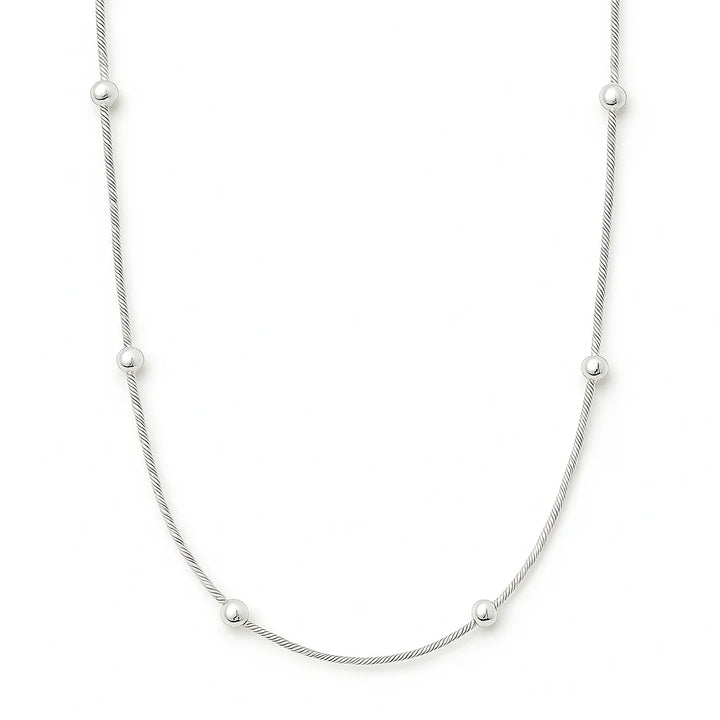 ELLIE VAIL: ROZLYN BEADED BALL CHAIN NECKLACE- SILVER