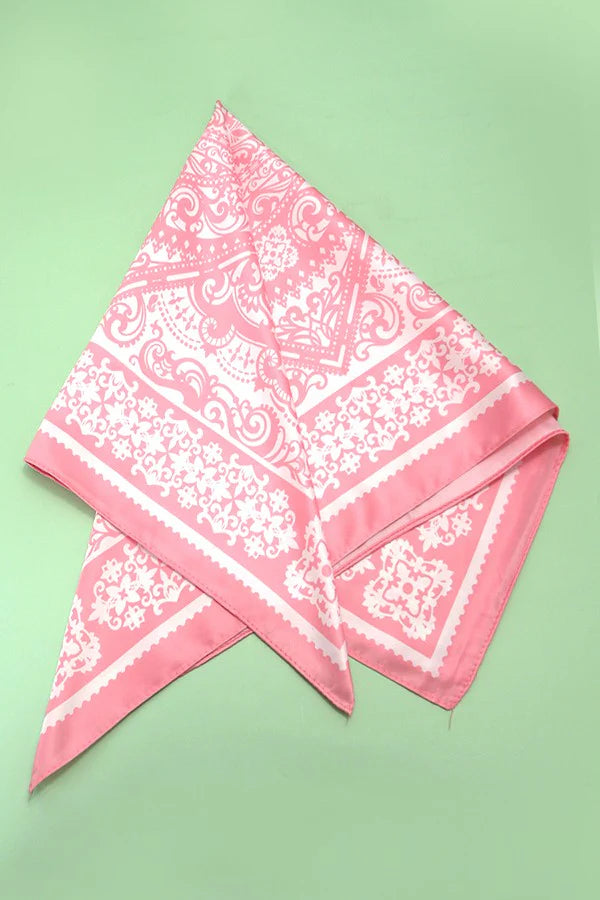 PAISLEY PINK SILK BANDANA SCARF